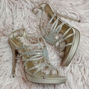 Nina New York Champagne Rhinestone Heels